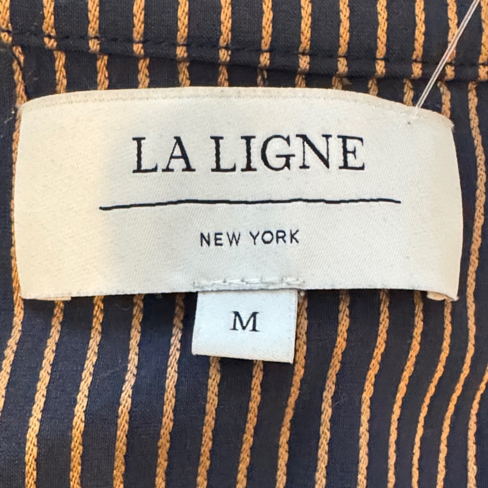 LA LIGNE Gitane Ruched Striped Cotton-Blend Dress size medium w/ pockets - Picture 8 of 12